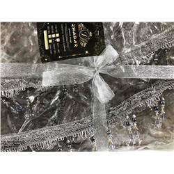 Прозрачная силиконовая овальная скатерть с бахромой серебро 140/180