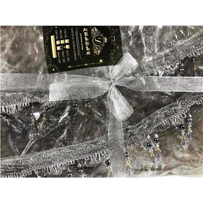 Прозрачная силиконовая овальная скатерть с бахромой серебро 140/220
