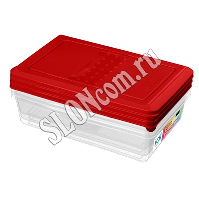 Комплект контейнеров "Asti" прямоугольных 0,75 л х 3 шт, красный