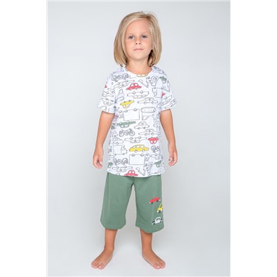 Пижама для мальчика Crockid К 1528 машинки на меланже, лесной мох