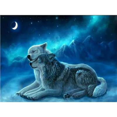 Алмазная мозаика картина стразами Пара волков, 30х40 см