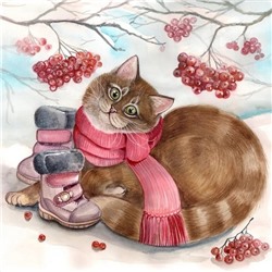 Алмазная мозаика картина стразами Кот в шарфе, 40х50 см