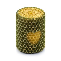 Свеча из натурального пчелиного воска с Сердцем зеленая