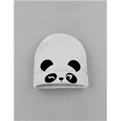 Шапка детская с заворотом белая Cute panda