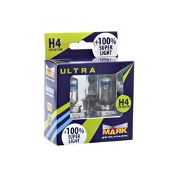 Автолампа H4 ULTRA Super Light +100% 12v 60/55w P43t  "Маяк "(комплект 2шт)