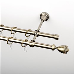 Карниз металлический стыкованный, 2-рядный "Верона", золото антик, гладкая труба, ø 16 мм  (kn-320)