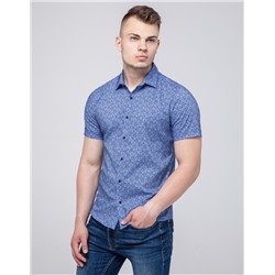 Синяя молодежная рубашка Semco комфортная модель 20427 1036