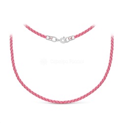 Шнурок текстильный плетеный с элементами из родированного серебра (розовый) Ш-01р-1