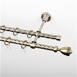 Карниз металлический стыкованный, 2-рядный "Ремус", золото антик, крученая труба, ø 16 мм  (kn-318)