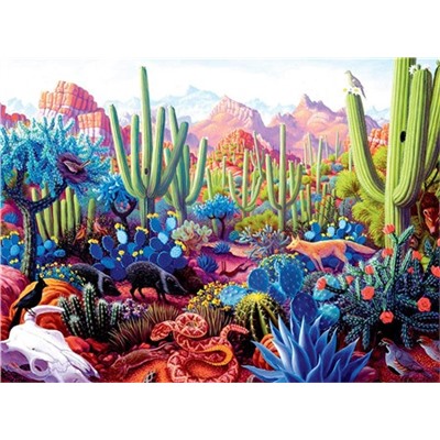 Алмазная мозаика картина стразами Пейзаж с кактусами, 30х40 см
