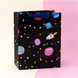 Подарочный пакет(M) "Universe rocket", black