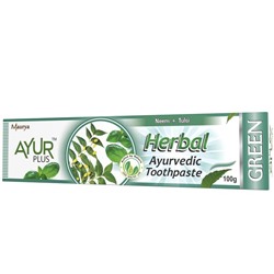 Herbal Ayurvedic Toothpaste GREEN Neem + Tulsi, Ayur Plus (Аюрведическая Зубная Паста ГРИН ним + тулси, Аюр Плюс), 100 г.