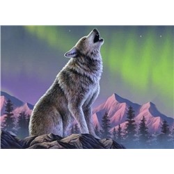 Алмазная мозаика картина стразами Воющий волк, 30х40 см