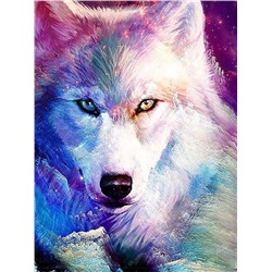 Алмазная мозаика картина стразами Волк в космосе, 30х40 см