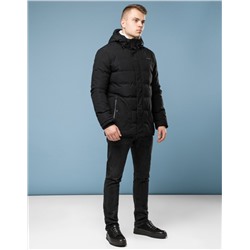 Черная теплая куртка современного дизайна 6968