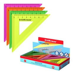 Треугольник 45*/ 7 см ErichKrause Neon Solid, пластик, микс из 4 цветов, в коробке-дисплее