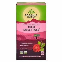 TULSI SWEET ROSE, Organic India (ТУЛСИ СЛАДКАЯ РОЗА, чай, антистресс и релакс, Органик Индия), 25 пакетиков.