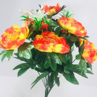 Букет искусственных цветов букет пион и жасмин оранжевый 50 см 13 бутонов к18