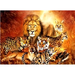 Алмазная мозаика картина стразами Дикие африканские кошки, 50х65 см
