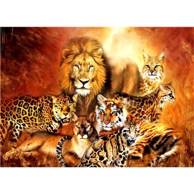 Алмазная мозаика картина стразами Дикие африканские кошки, 50х65 см