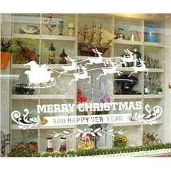 Декоративная рождественская наклейка на стекло "Сани Санта - Клауса"