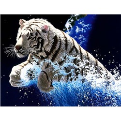Алмазная мозаика картина стразами Белый тигр, 50х65 см