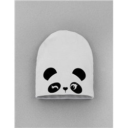 Шапка детская без заворота белая Cute panda
