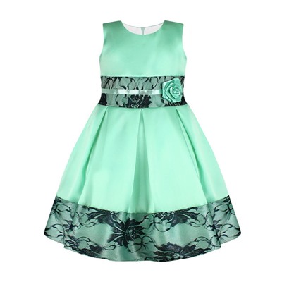 Ментовое нарядное платье для девочки с гипюром 83328-ДН19