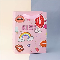 Подарочный пакет(L) "Pixel" Kiss lips