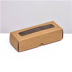 Коробка с обечайкой с окном "под 3 конфеты" 13x5x3,3 см, крафт