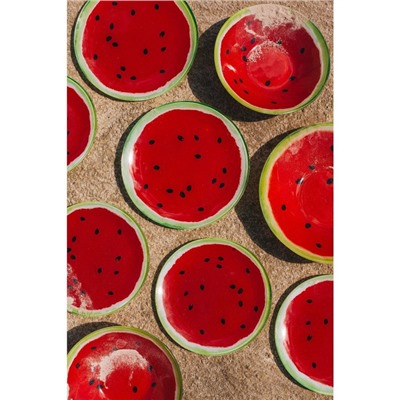 Салатник стеклянный Доляна «Арбуз», 150 мл, d=12 см, цвет красный
