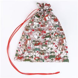 Мешок подарочный «Пара снеговиков», р. 45 × 35 см, органза