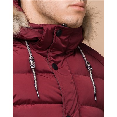 Бордовая трендовая куртка на зиму модель 27715