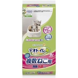 Впитывающие салфетки для кошачьего туалета Unicharm (для 2-ух кошек) Deo Toilet Deodorant And Antibacterial Sheets