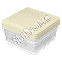 Комплект контейнеров для продуктов "Asti" квадратных, 0,5л х 3 шт. (светло-бежевый)