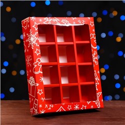 Коробка складная под 12 конфет "Снеговик", 19 х 15 х 3,6 см