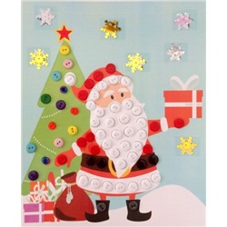 015-8273  Большая пуговичная аппликация "Дедушка Мороз раздает подарки"