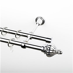 Карниз металлический стыкованный, 2-рядный "Тай", хром, гладкая труба, ø 19 мм  (kn-384)