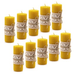 Набор свечей из натурального пчелиного воска с кружевом 10 шт. (большие)