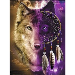 Алмазная мозаика картина стразами Волк - ловец снов, 40х50 см