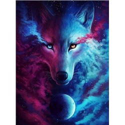 Алмазная мозаика картина стразами Двухцветный волк, 50х65 см