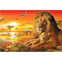 Алмазная мозаика картина стразами Лев и львёнок на закте, 50х65 см