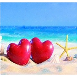 Алмазная мозаика картина стразами Два сердечка на пляже, 40х50 см