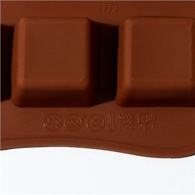 Форма для льда и кондитерских украшений Доляна «Шоколадные конфеты», 21,5×10×1,5 см, силикон, 15 ячеек, цвет шоколадный