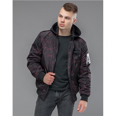 Куртка бомбер стильного фасона черно-красная Braggart "Youth" модель 30155