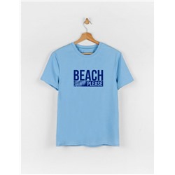 Футболка Овер для взрослого голубая BEACH Please