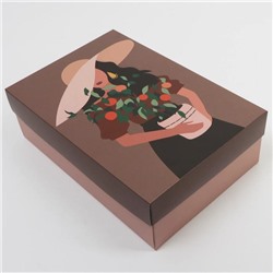 Коробка складная «Девушка с цветами», 30 × 20 × 9 см