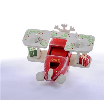 Елочная игрушка, сувенир - Самолет Биплан 3020