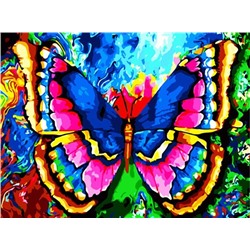 Алмазная мозаика картина стразами Разноцветная бабочка, 30х40 см
