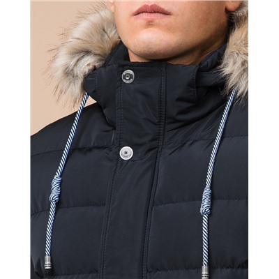 Короткая куртка черно-синяя на зиму модель 12528